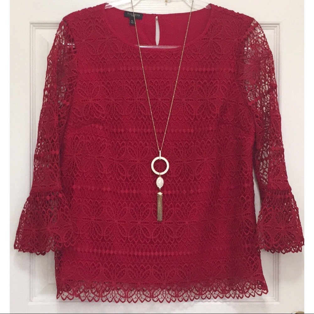 Talbots Floral Lace Overlay Top - Picture 6 of 16